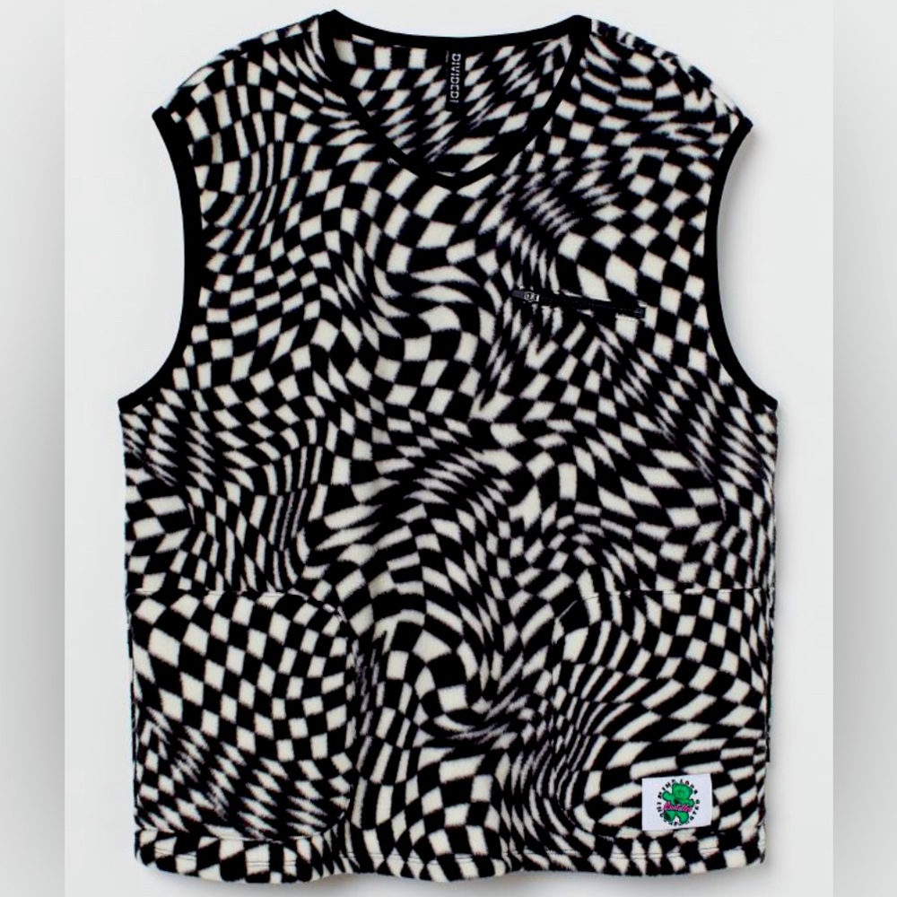 Trippy Pattern Fleece Sweater Vest (XL-1X)